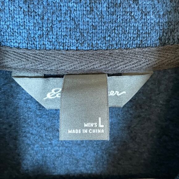 Eddie Bauer Mens Sweatshirt Blue Radiator Fleece Snap Mock Neck Long Sleeve L - Picture 6 of 12